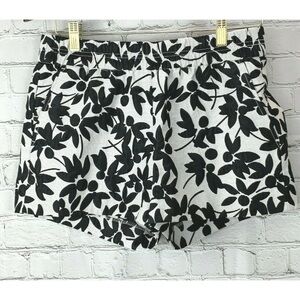J. CREW  3" FLORAL JACQUARD BOARDWALK PULL ON SHORTS~BLACK & WHITE~